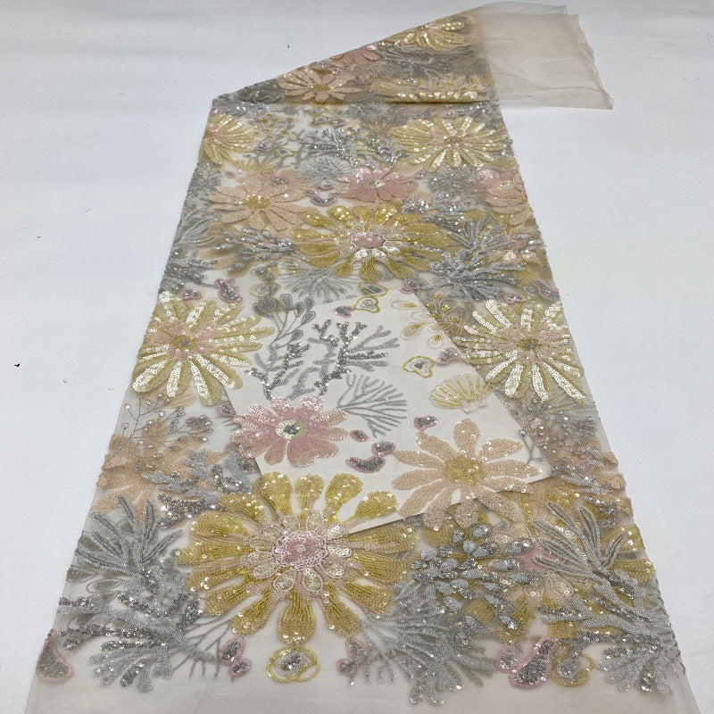 Botanical Multicolor Sequin Embroidered Fabric