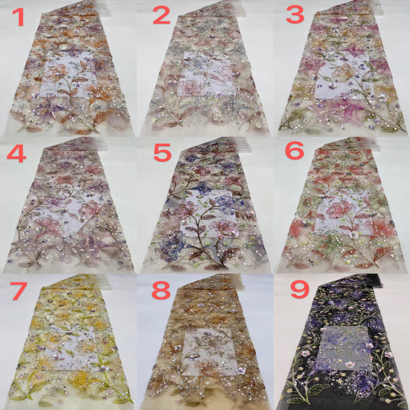 Sheer Base Rope Bead & Sequin Fabric — fabric photo 2