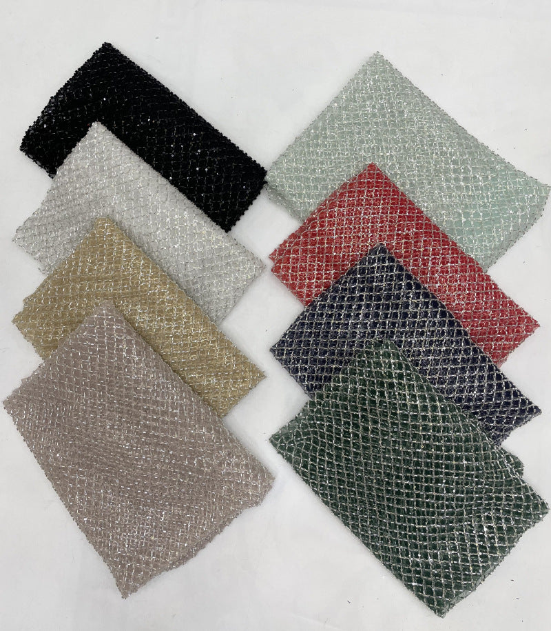 Diamond Bugle Bead & 3mm Crystal Sequin Fabric — fabric photo 5