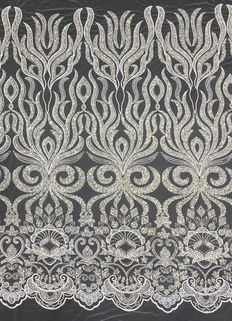 Sequin & Bubble-Bead Embroidered Bridal Fabric – Design 03839