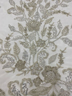 Botanical Bead & 3/5 mm Sequin Embroidered Fabric — fabric photo 5