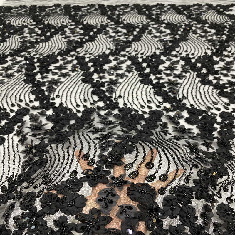 Heavy Sequin & Bugle-Bead Embroidered Bridal Fabric – Design 25567 — fabric photo 5