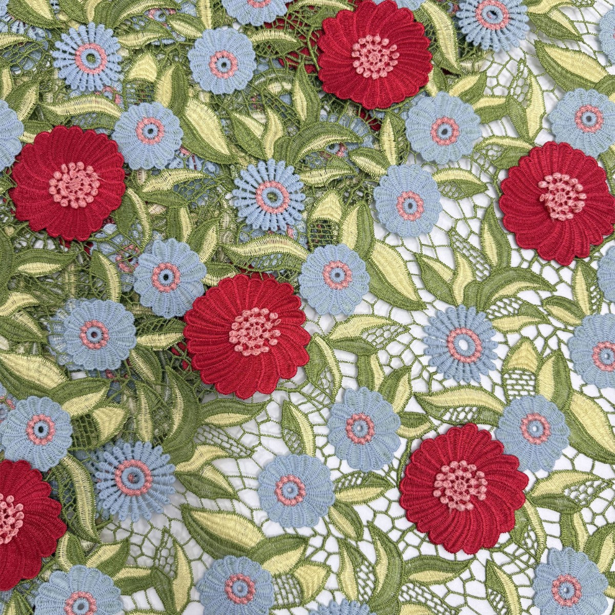 3D Embroidered Water-Soluble Guipure Lace Fabric