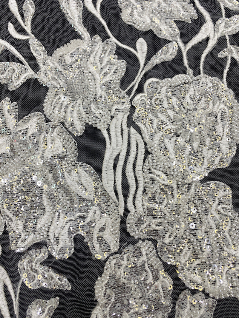 Fine Beaded Sequin Fabric for Bridal Dresses — fabric photo 3