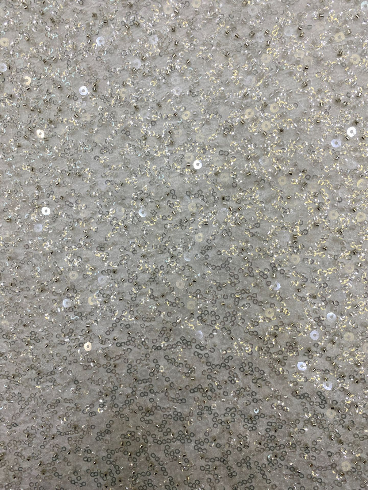 Random Net Bead & Crystal Sequin Embroidery Fabric — fabric photo 4