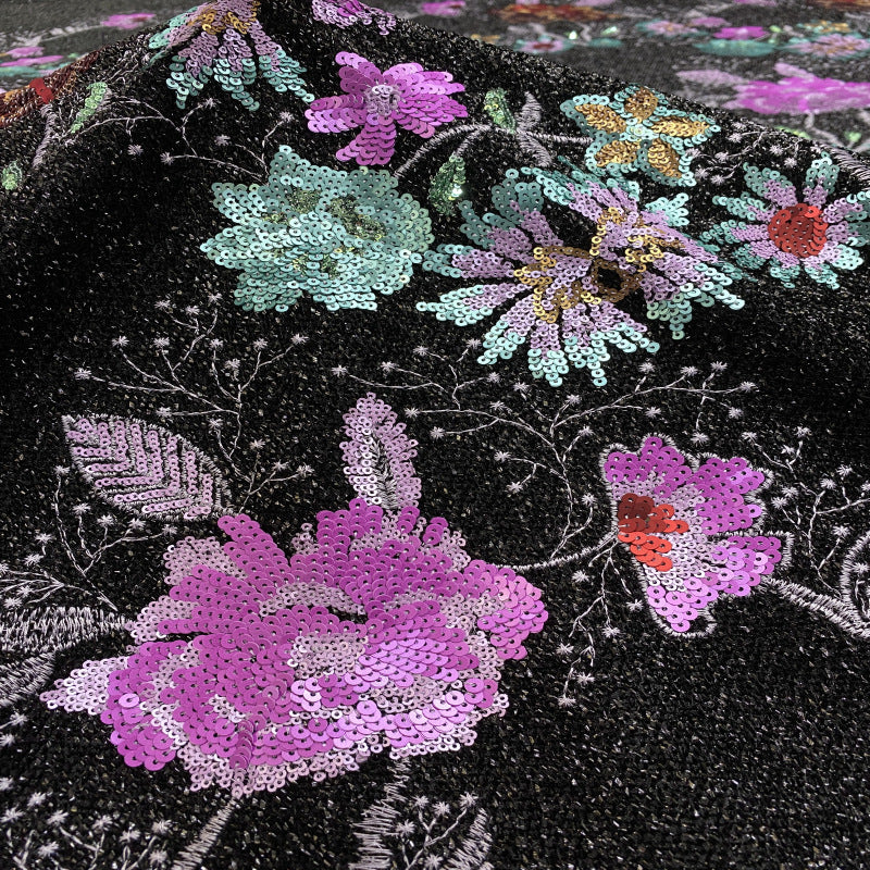 Multicolor Sequin Embroidered Bridal Fabric – Design 64511 — fabric photo 5