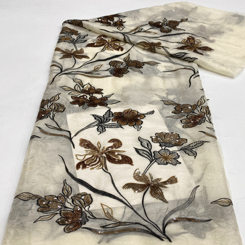 Printed Floral Sequin Embroidered Organza