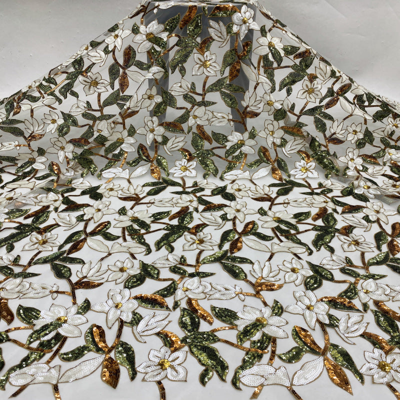 Magnolia Floral 3/5mm Sequin Fabric — fabric photo 2