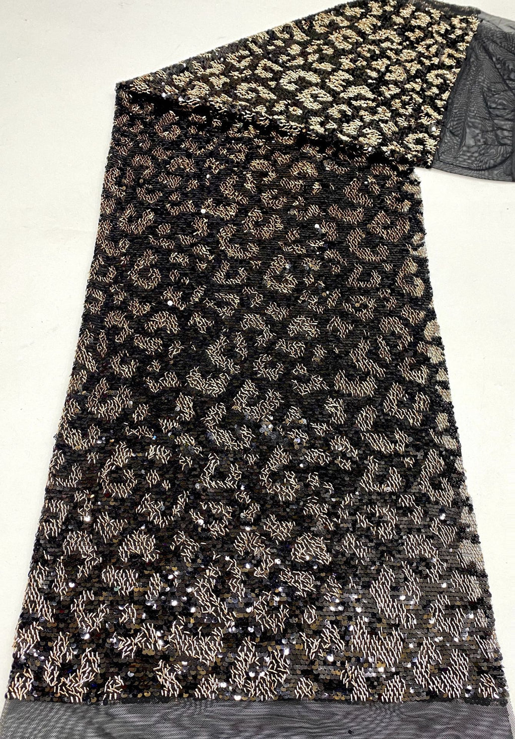 Leopard Print 5mm Rolled Sequin Fabric — fabric photo 6