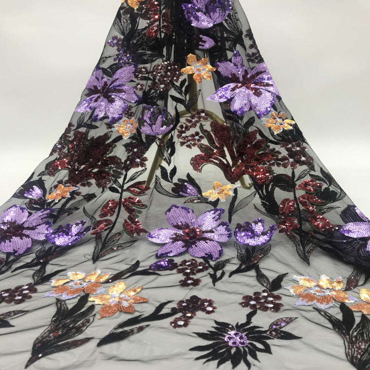Classic Multicolor Sequin Embroidered Fabric for Qipao — fabric photo 6