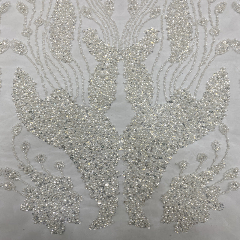 3D Sequin & Bubble-Bead Embroidered Bridal Fabric – Design 05951 — fabric photo 5