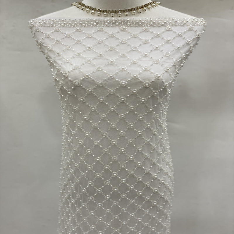 Diamond Motif Foam Bead Bridal Fabric — fabric photo 2