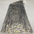 Mango-Shaped Sequin Embroidered Stretch Mesh — fabric photo 3
