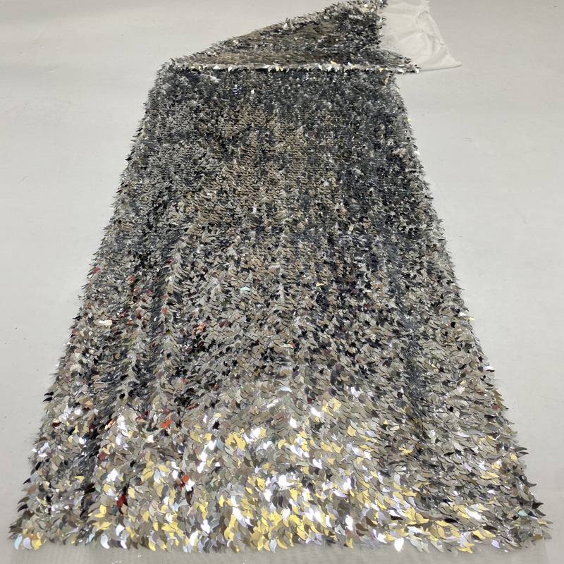 Mango-Shaped Sequin Embroidered Stretch Mesh — fabric photo 3