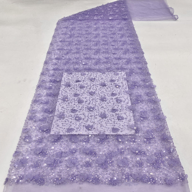 Irregular Mesh Laser Floral Bead and Sequin Fabric — fabric photo 4