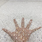 Crystal Sequin Bead Embroidered Bridal Fabric — fabric photo 2