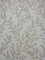 Branch-Motif Bead Embroidery with 3/7 mm Sequins — fabric photo 2
