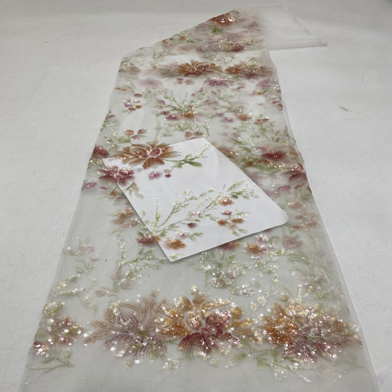 Botanical Printed Multicolor Sequin Fabric