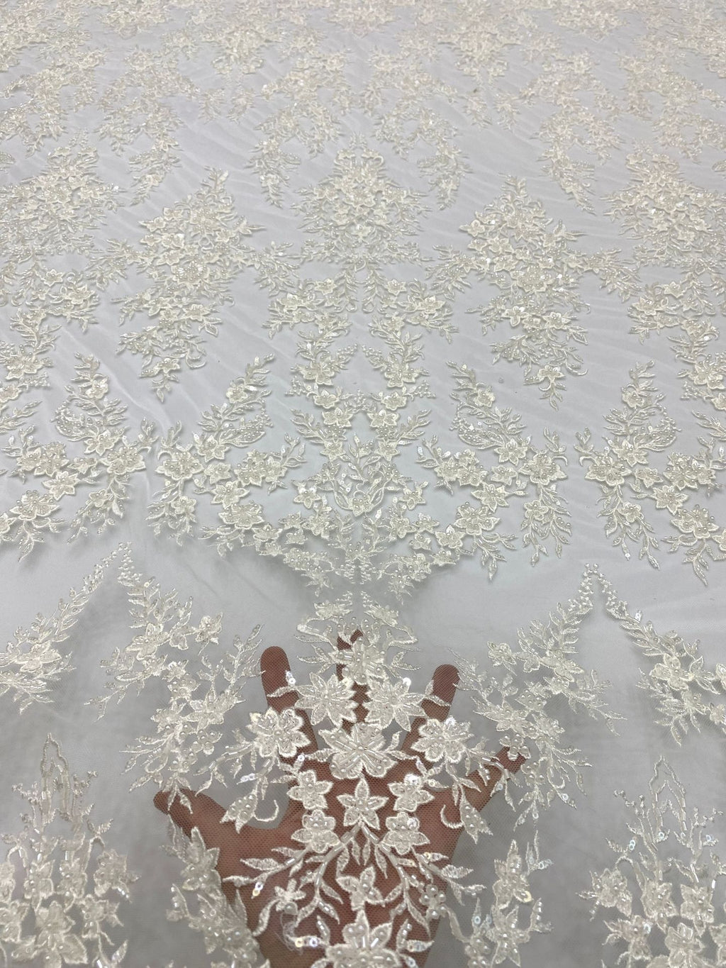 Heavy Sequin & Bubble-Bead Embroidered Bridal Fabric – Design 69919 — fabric photo 4