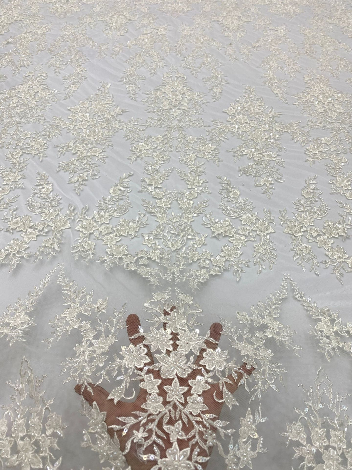 Heavy Sequin & Bubble-Bead Embroidered Bridal Fabric – Design 69919 — fabric photo 4