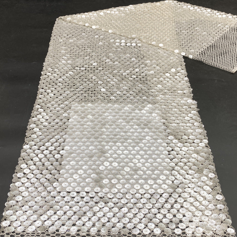 Honeycomb Mesh with 12mm Sequin Embroidery — fabric photo 2