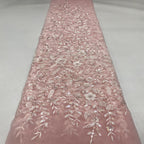 Botanical Sequin & Bugle-Bead Embroidered Bridal Fabric – Design 90207 — fabric photo 4