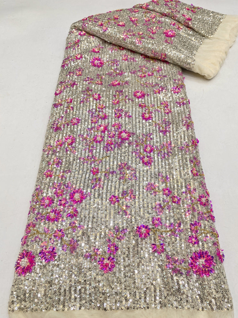 Stretch Mesh Bead & 3/7mm Sequin Fabric — fabric photo 6