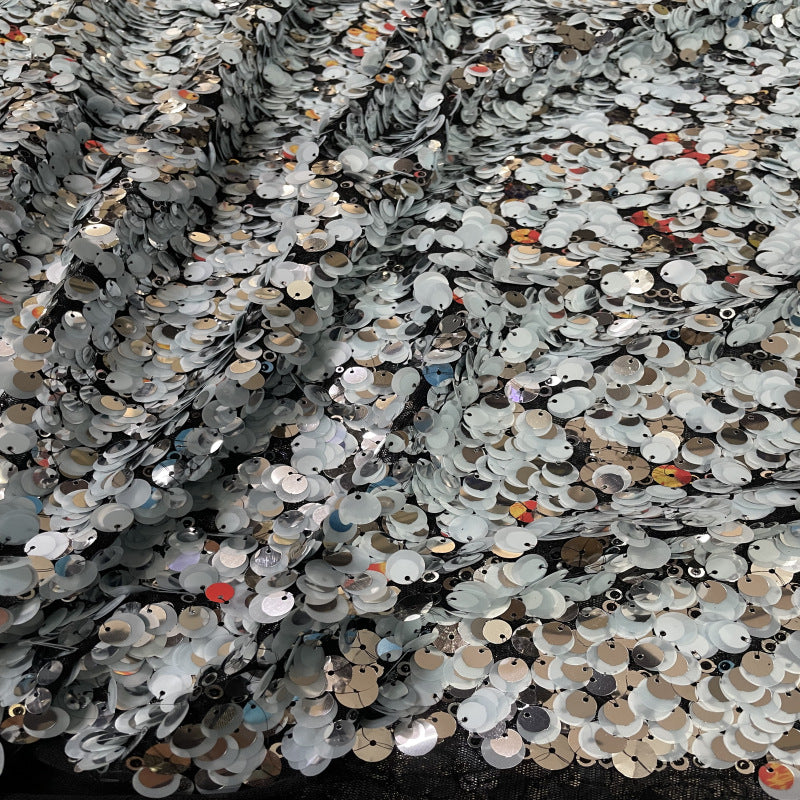 Mixed-Size Sequin Embroidery Fabric for Dresses — fabric photo 5