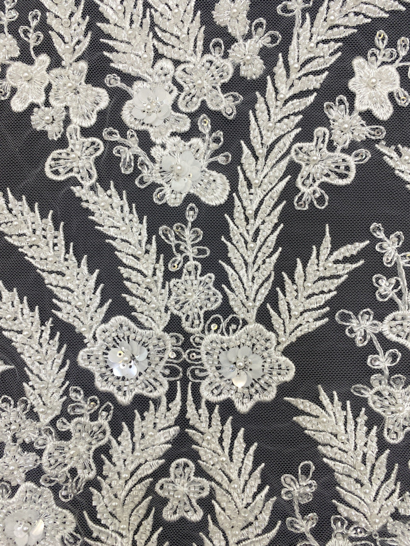 Foam Bead & 3/7mm Sequin Embroidered Fabric — fabric photo 3