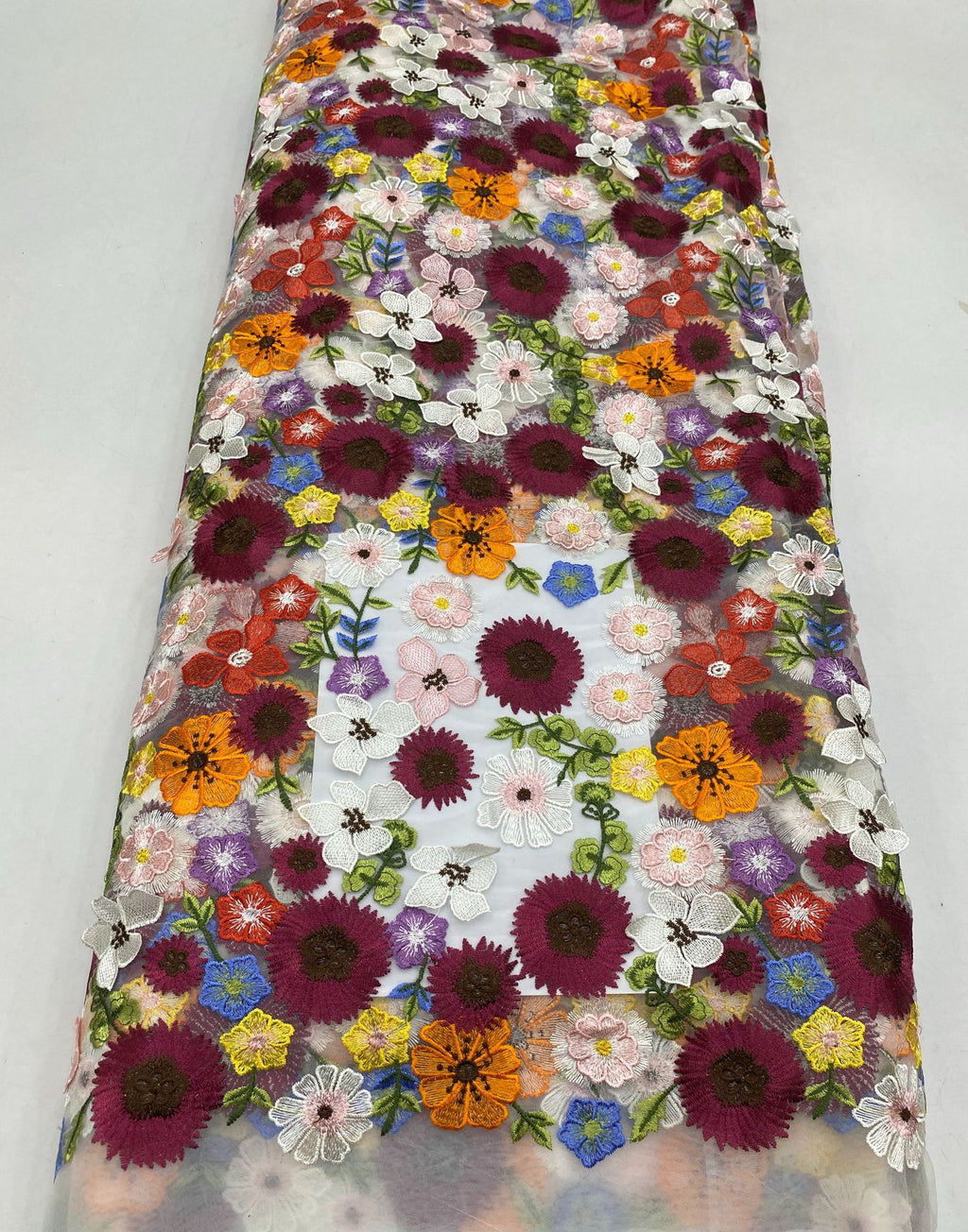 Multicolor Appliqué Bridal Fabric — fabric photo 5