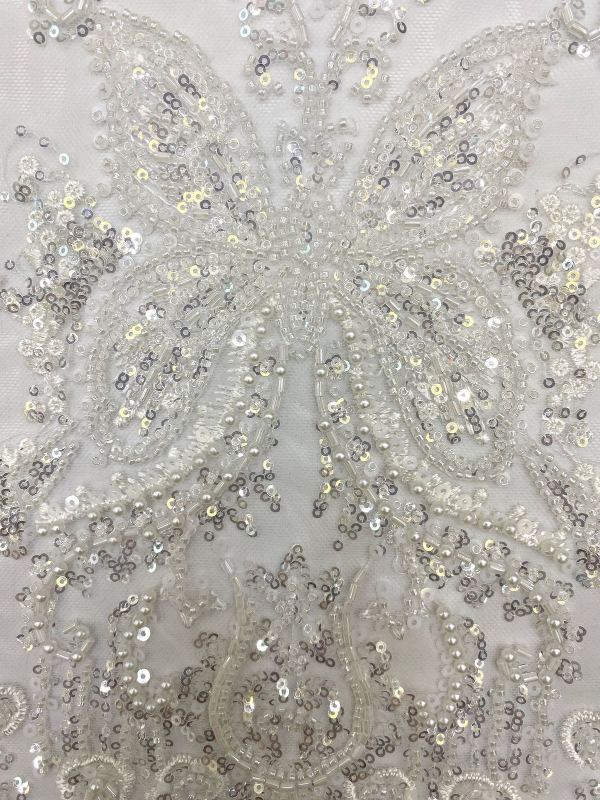 3D Floral Bugle Beaded Sequin Bridal Fabric — fabric photo 5