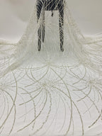Heavy 3 mm Sequin & Bugle-Bead Embroidered Bridal Fabric