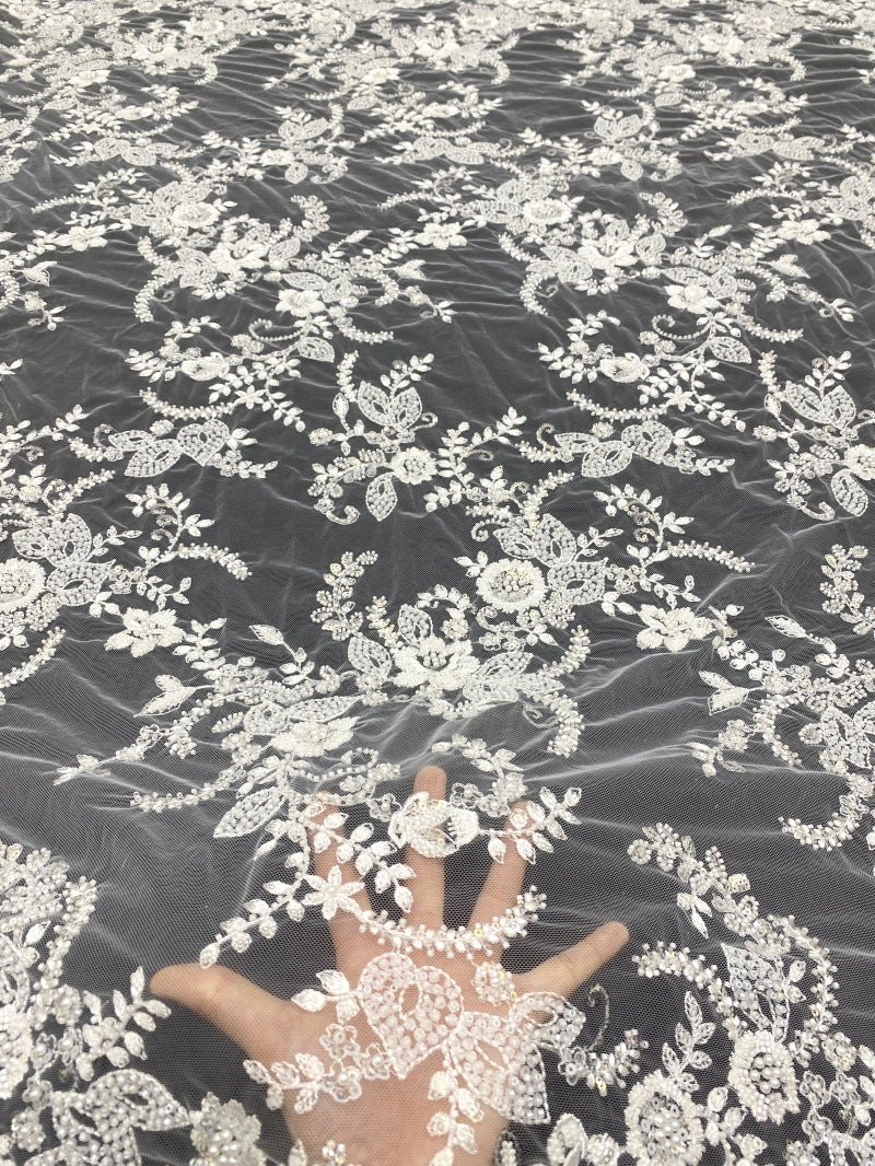 Foam Bead Sequin Embroidery Fabric for Evening Dresses — fabric photo 2