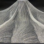 Bugle Foam Bead Crystal Sequin Bridal Fabric