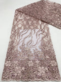 Symmetrical Sequin & Cordwork Embroidered Bridal Fabric — fabric photo 6