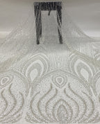European-Style Large Floral Bead & Sequin Fabric