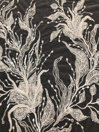 White-Core Beaded Bridal Fabric with 3/4 mm Sequins — fabric photo 2