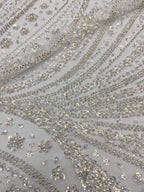 Crystal-Look Sequin & Bubble-Bead Embroidered Bridal Fabric – Design 09407 — fabric photo 3