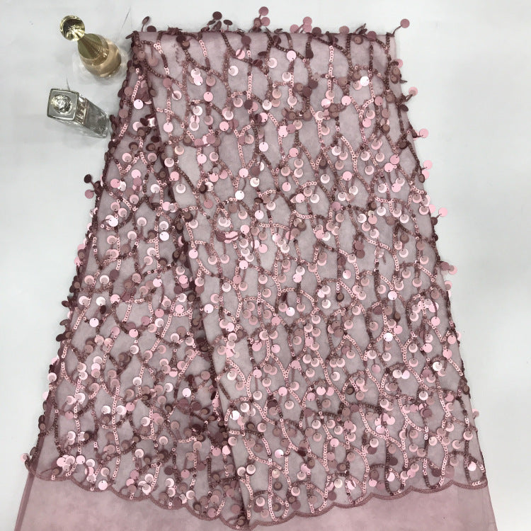 3/5/9/12 mm Sequin Embroidered Bridal Fabric