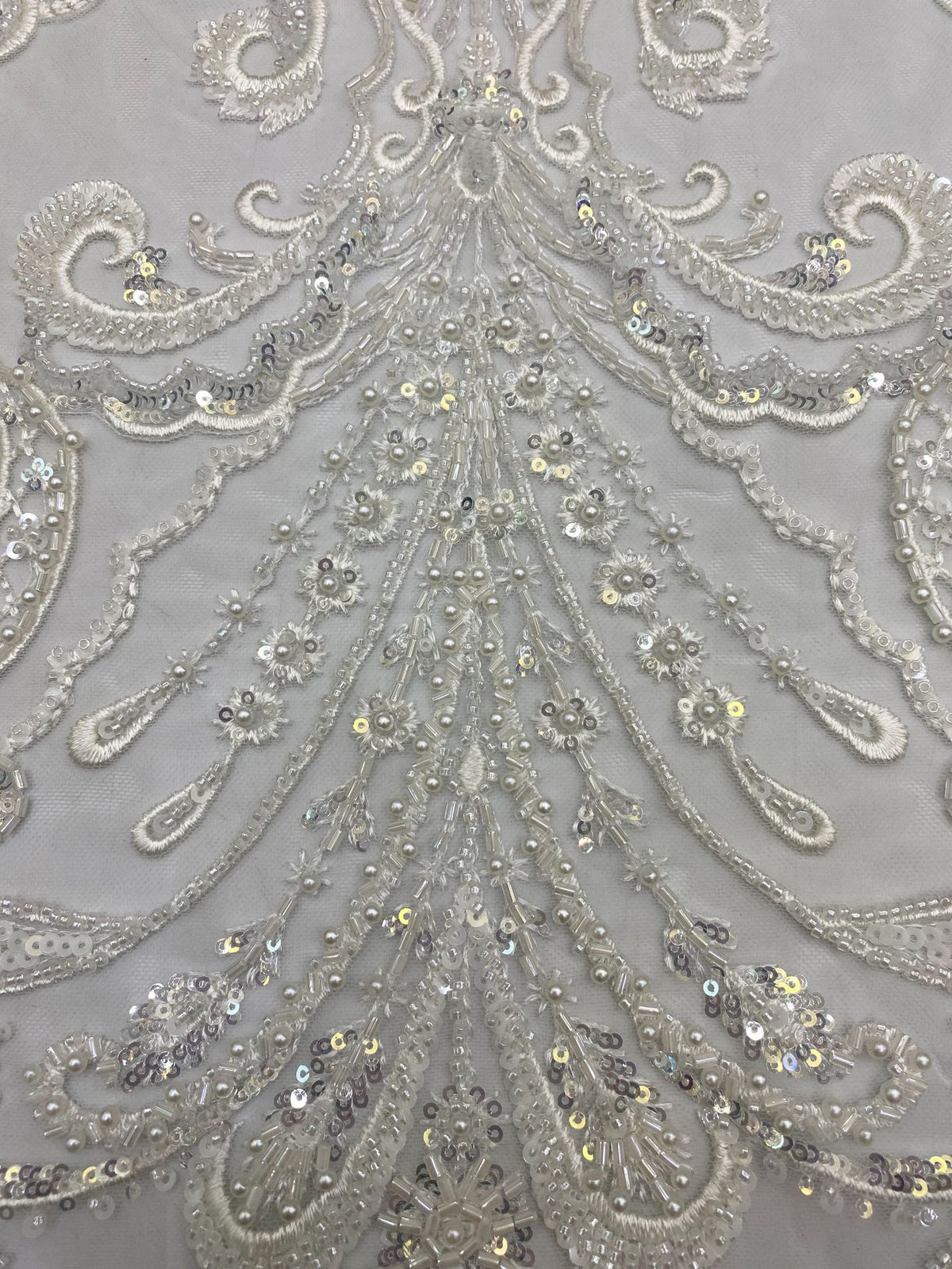 Sequin & Bugle-Bead Embroidered Bridal Fabric – Design 67007 — fabric photo 5