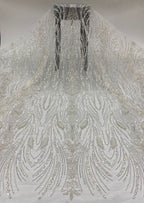 Heavy 3/4 mm Sequin & Bubble-Bead Embroidered Bridal Fabric