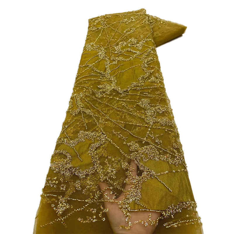 Heavy Bugle Bead Sequin Bridal Lace — fabric photo 2