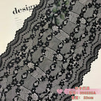 Ditsy Floral Raised-Texture Wide Stretch Nylon Lace Trim 23 cm