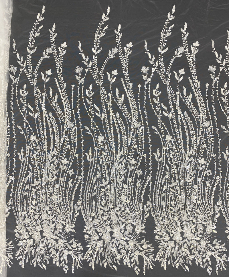 3D Floral Double Bead & 3/7mm Sequin Fabric — fabric photo 6