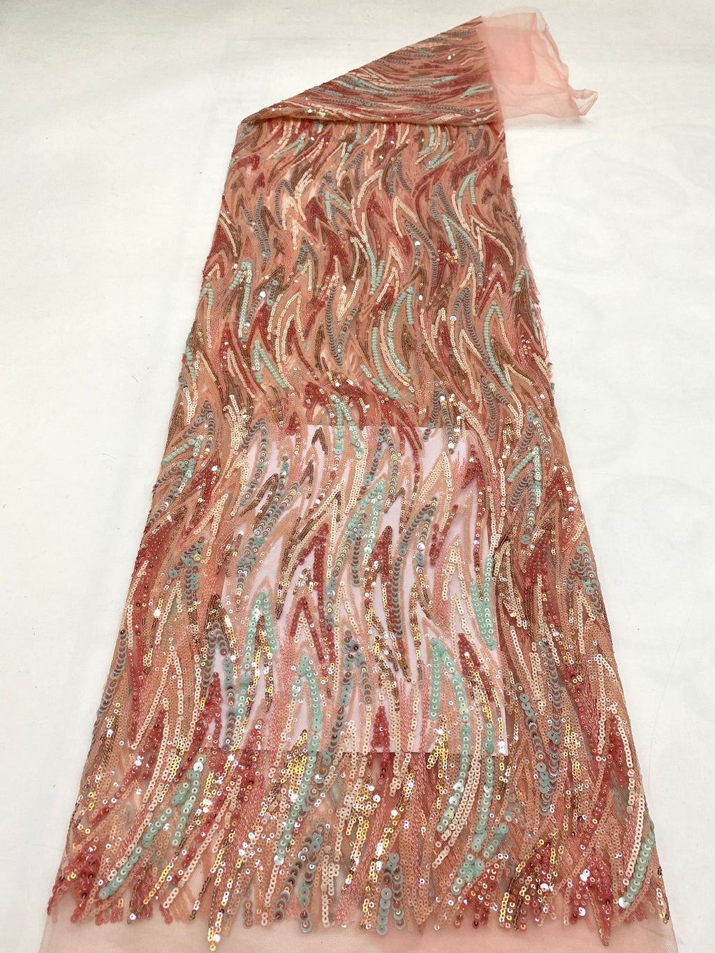 Colorful Laminated Sequin Embroidery Fabric
