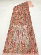 Colorful Laminated Sequin Embroidery Fabric