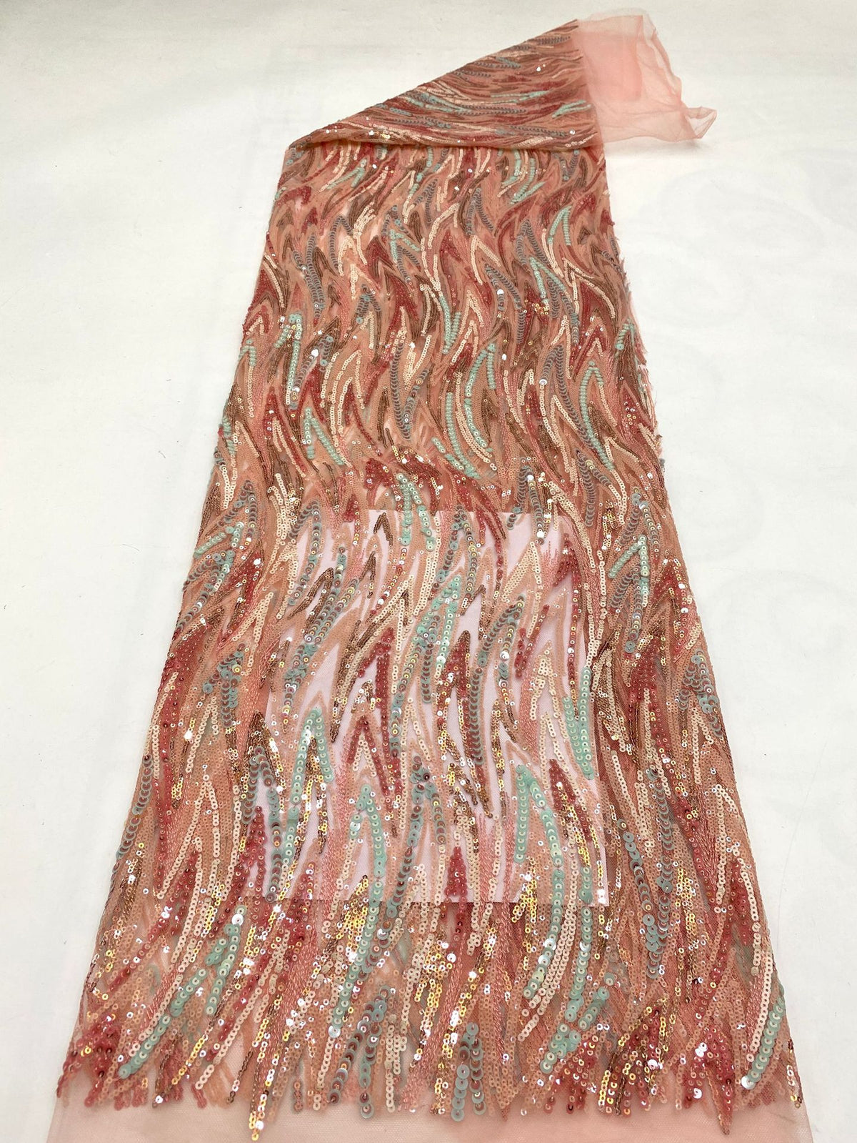 Colorful Laminated Sequin Embroidery Fabric