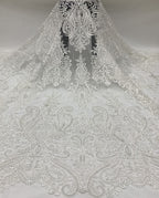 4 mm Sequin & White-Core Bead Embroidered Bridal Fabric — fabric photo 3