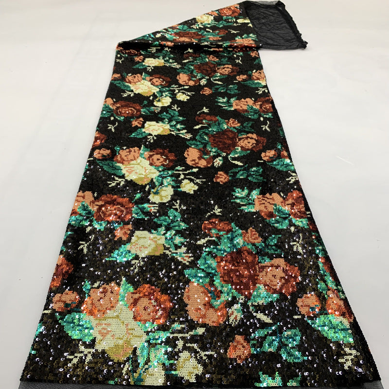 Rose Petal Sequin Embroidery Fabric for Evening Dresses