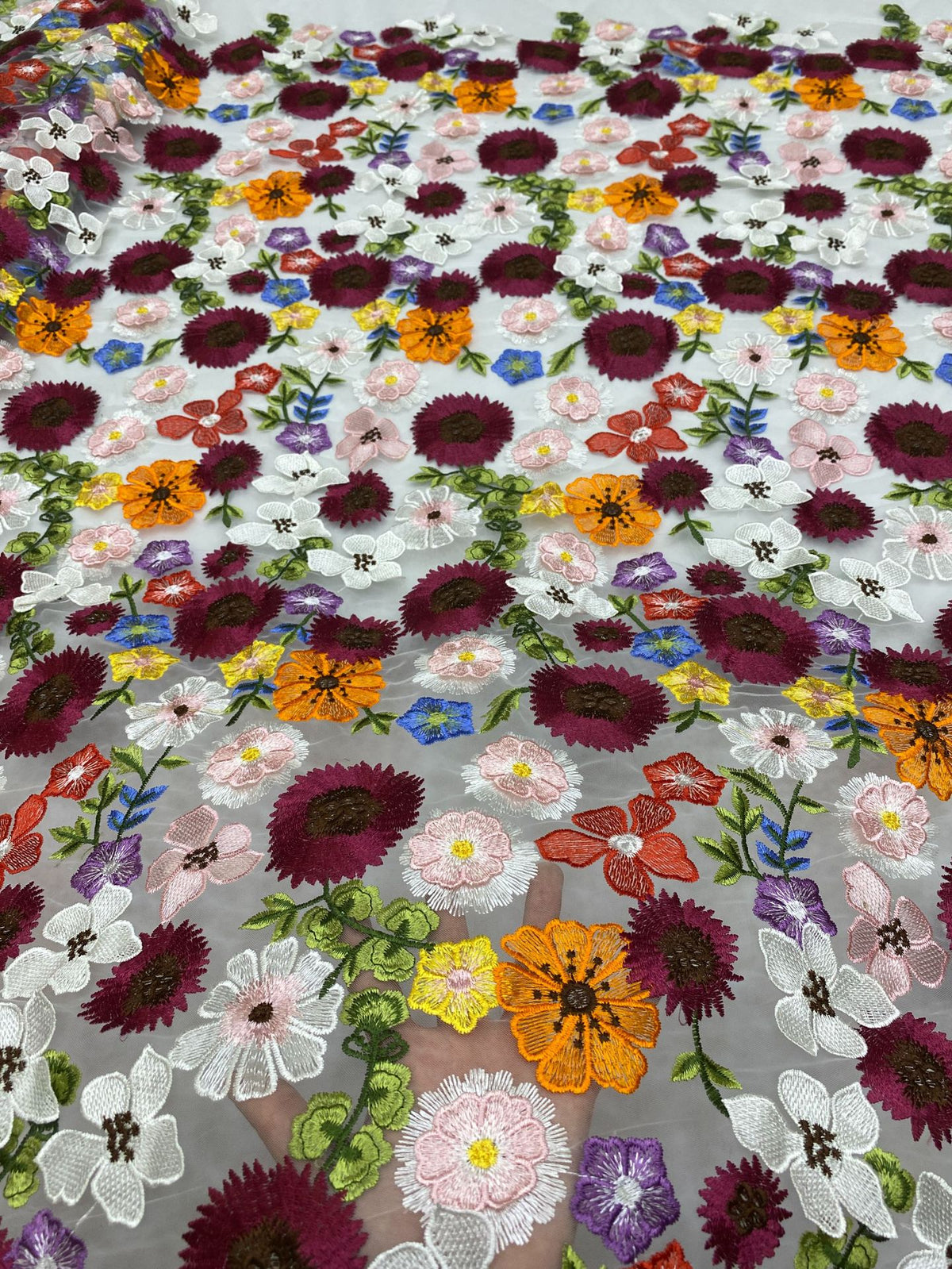 Multicolor Appliqué Bridal Fabric — fabric photo 4